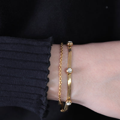 White Stone Snake Chain Bracelet