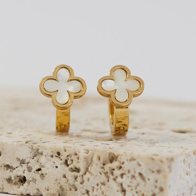 white clover mini earrings